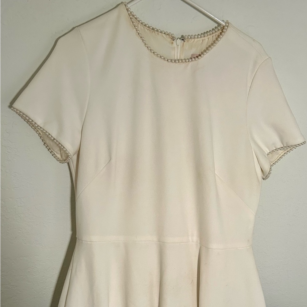 Gal Meets Glam Off-White Dress with Pearl details